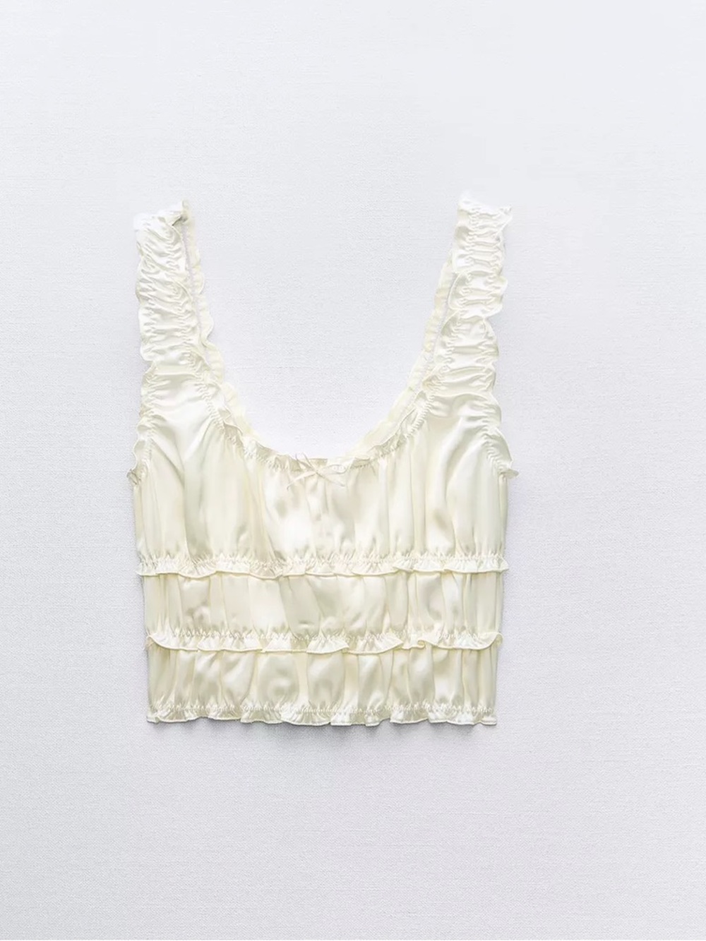Zara RUFFLED SATIN EFFECT TOP